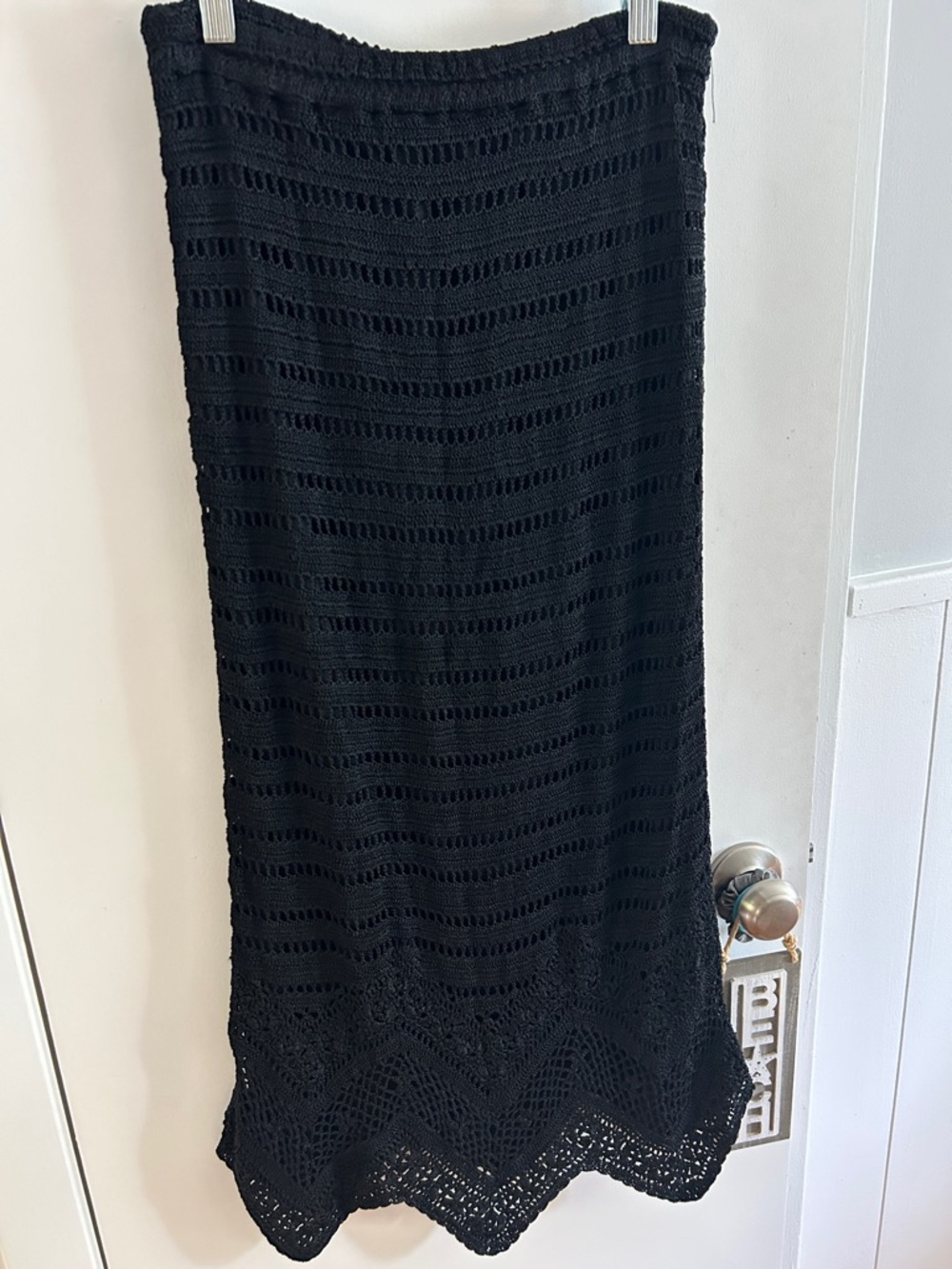 Chico's Black Crochet Maxi Skirt with Scalloped Hem size 0